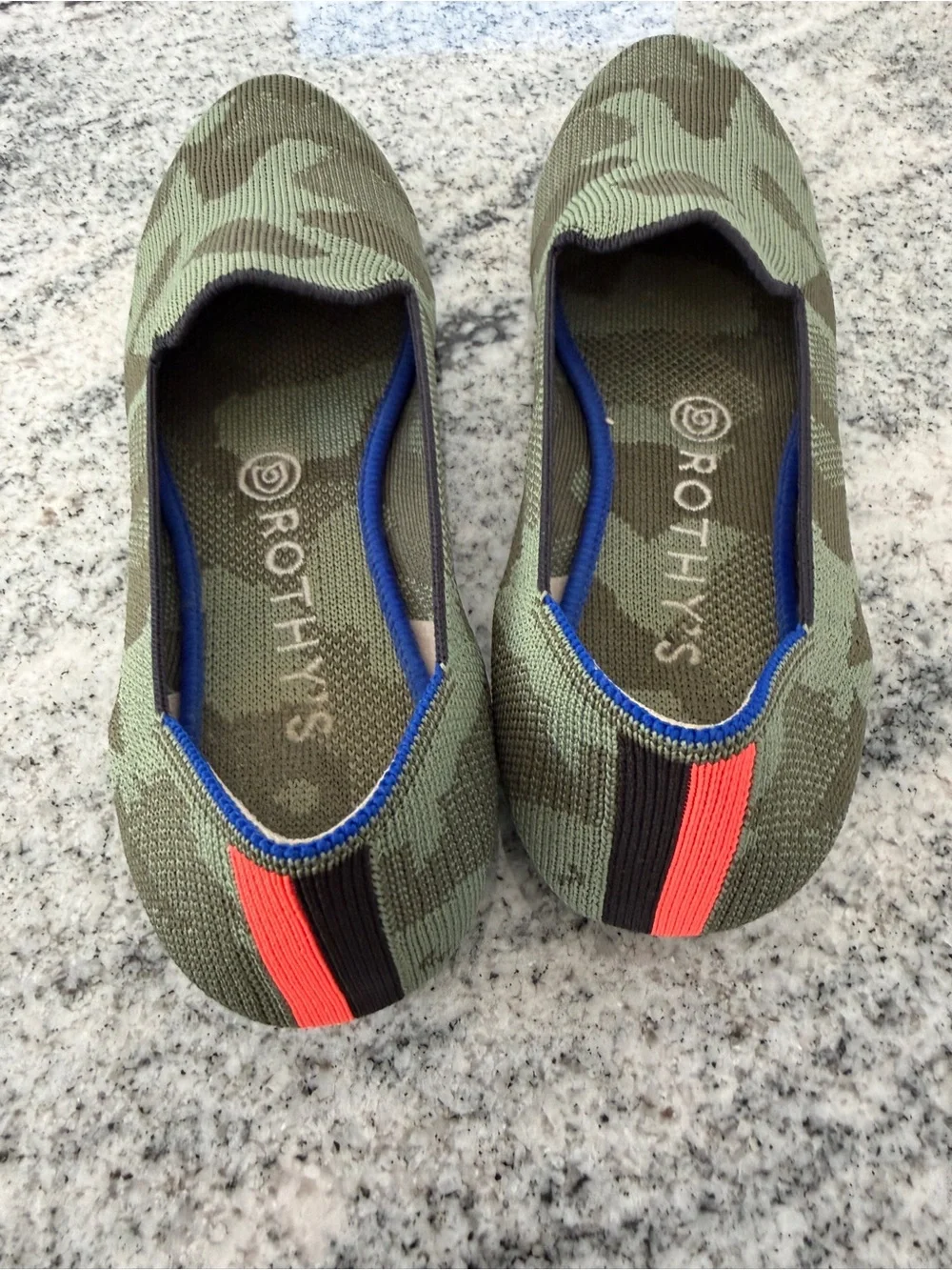 Rothy's Olive Camo Knit Slip-On Flats